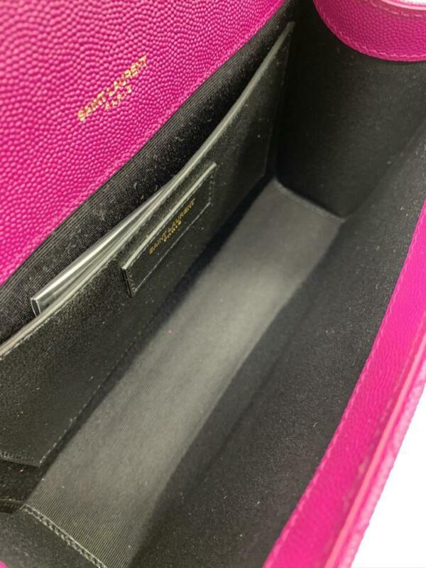 Saint Laurent Monogram Envelope Medium Calfskin Deep Grape Pink Leather