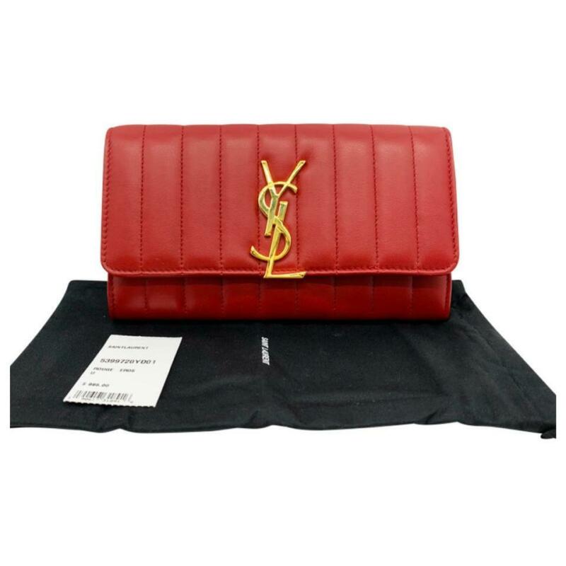 Saint Laurent Red Vicky Large Continental Wallet - MyDesignerly