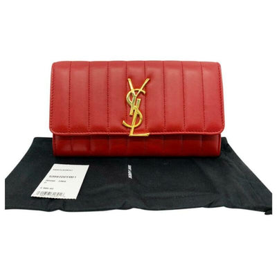 Saint Laurent Red Vicky Large Continental Wallet