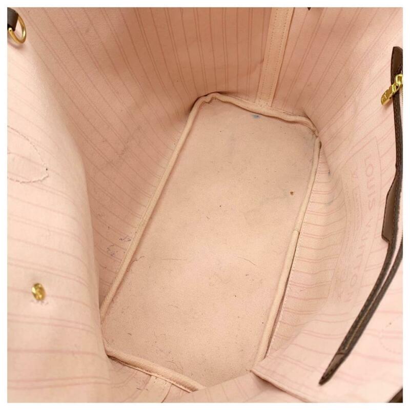Louis Vuitton Neverfull Mm Pink Rose Ballerine Brown Damier Ébène Canvas Tote