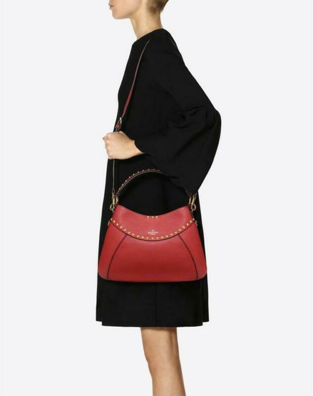 Valentino Small Twinkle Stud Rockstud Red Leather Shoulder Bag