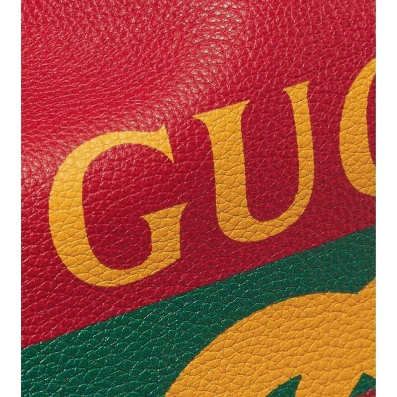 Gucci Drawstring Printed Red Leather Backpack