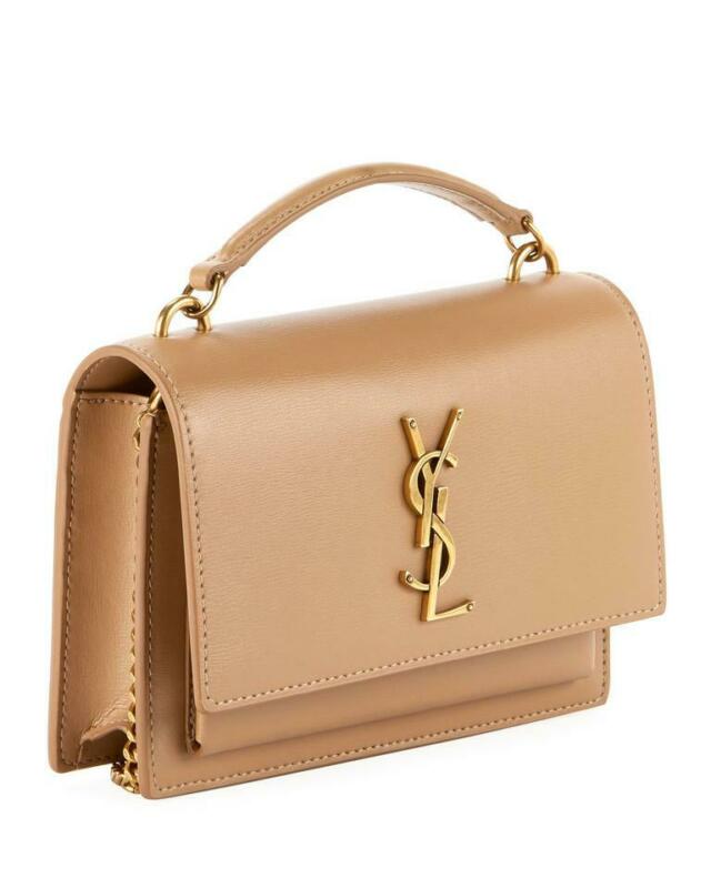 Saint Laurent Wallet on Chain Sunset Ysl Monogram Beige Leather Shoulder Bag