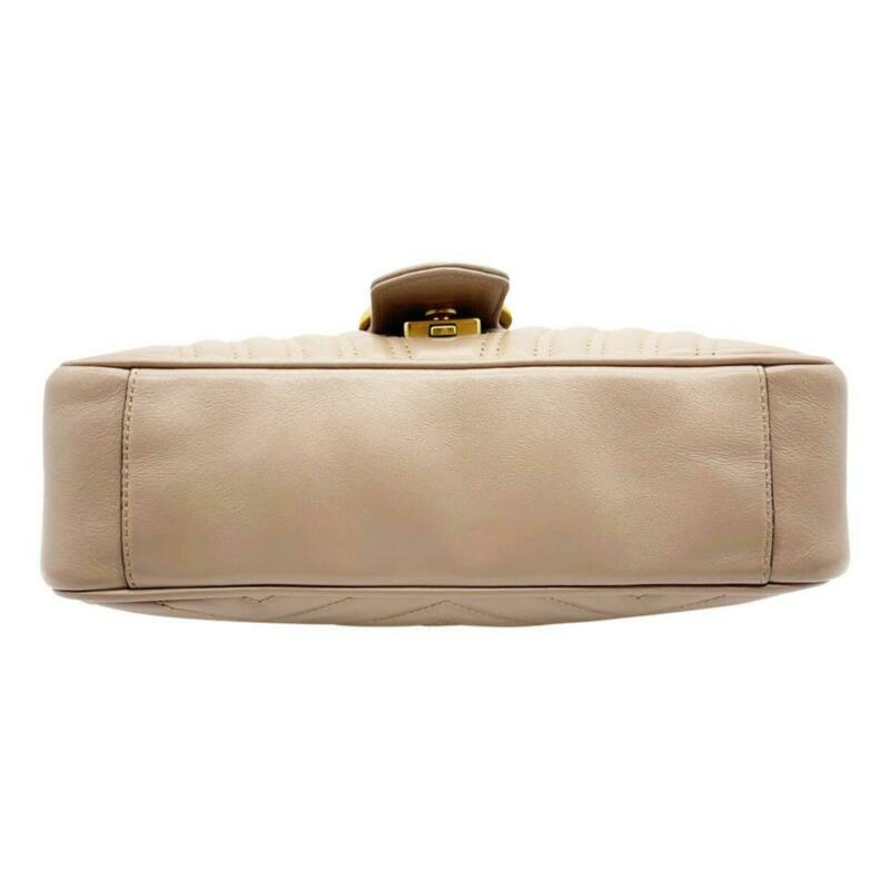 Gucci GG Marmont Calfskin Matelasse Small Nude Pink Leather Shoulder Bag