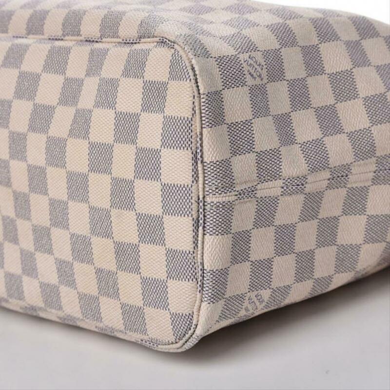 Louis Vuitton Neverfull Mm with Pouch White Damier Azur Canvas Tote