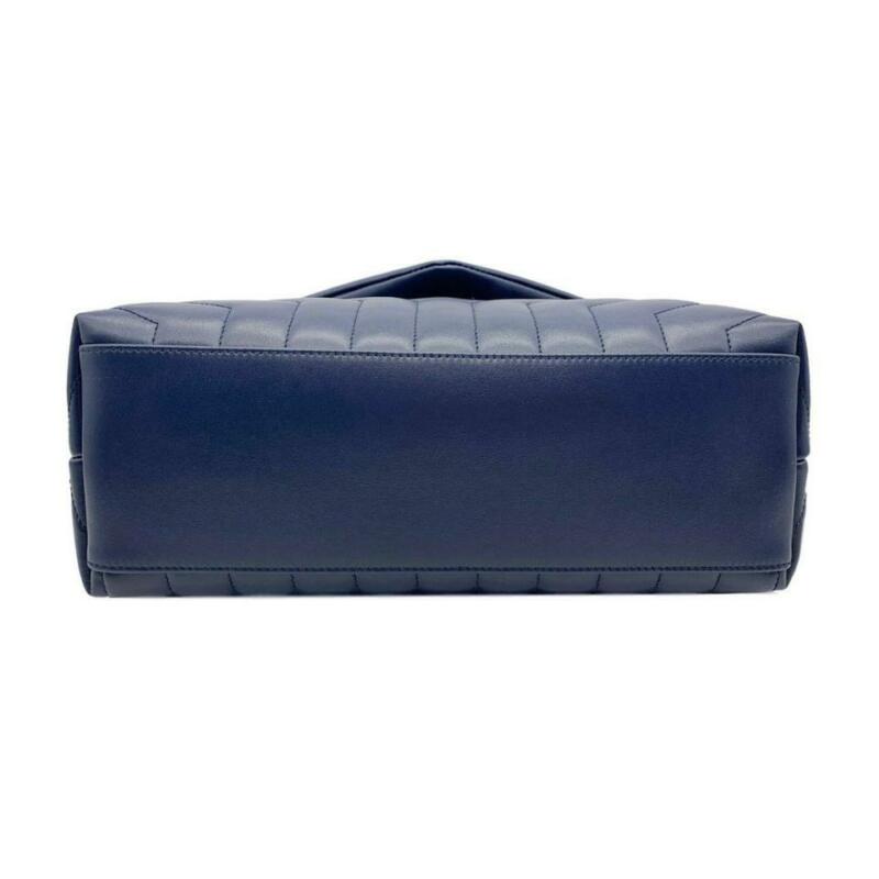 Saint Laurent Monogram Loulou Medium Navy Blue Calfskin Leather Shoulder Bag