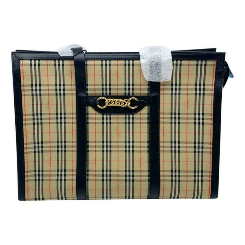 Burberry Bag Link 1983 House Check Shoulder Black Coated Canvas Tote