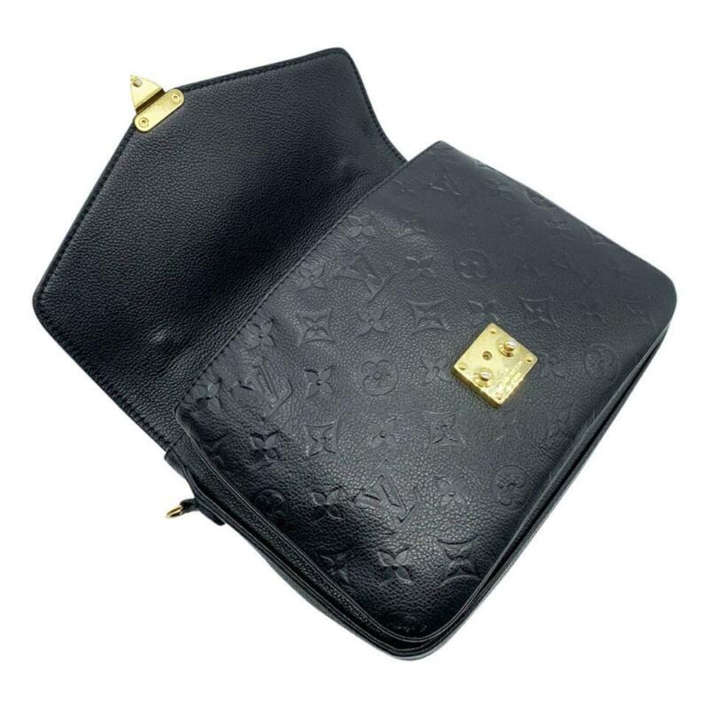 LOUIS VUITTON M41487 Black Monogram Empreinte Pochette Metis Handbag AA177