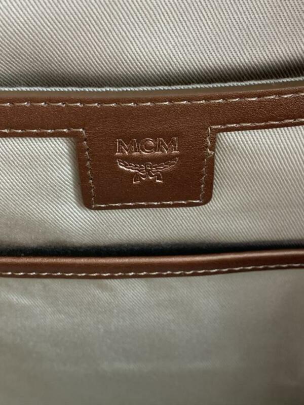 MCM Stark Outline Studs Champagne Gold Leather Backpack