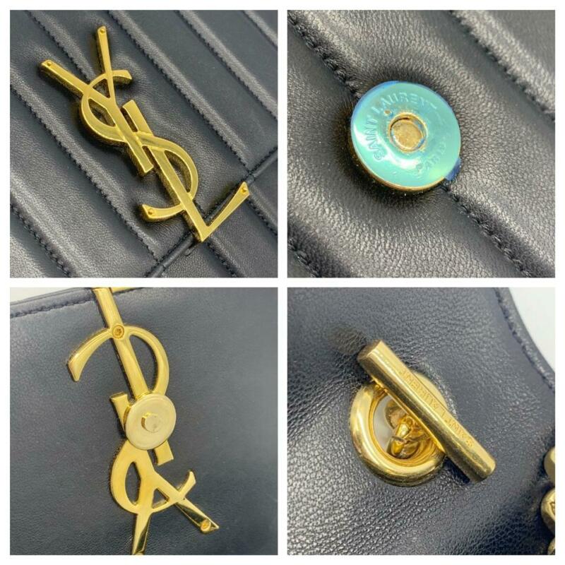 Saint Laurent Chain Wallet Vicky Monogram Black Leather Shoulder Bag