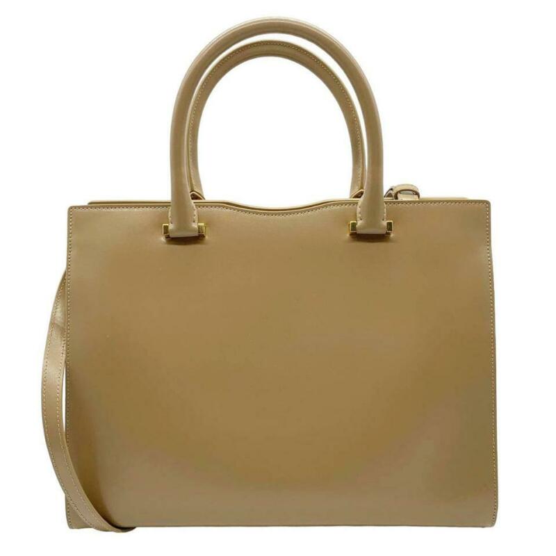 Saint Laurent Cabas Uptown Small Satchel Beige Leather Tote