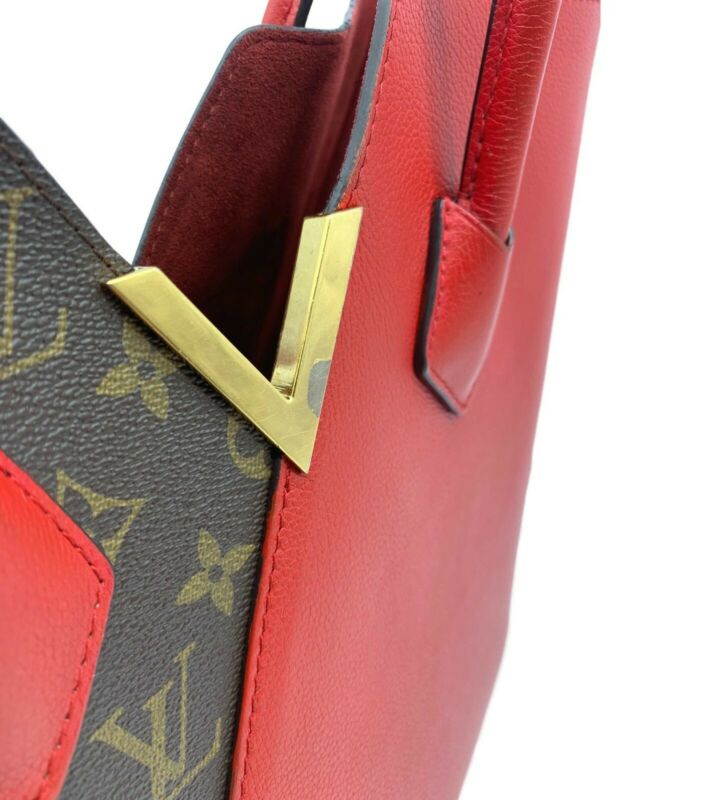 Louis Vuitton Kimono Mm Red Leather Tote Monogram Cerise Hobo 2015 Calfskin