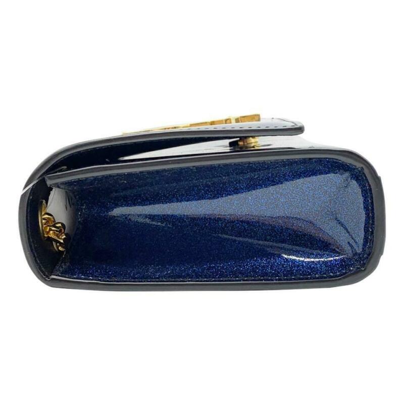 Saint Laurent Monogram Kate Shoulder Small Glitter Blue Patent Leather Crossbody