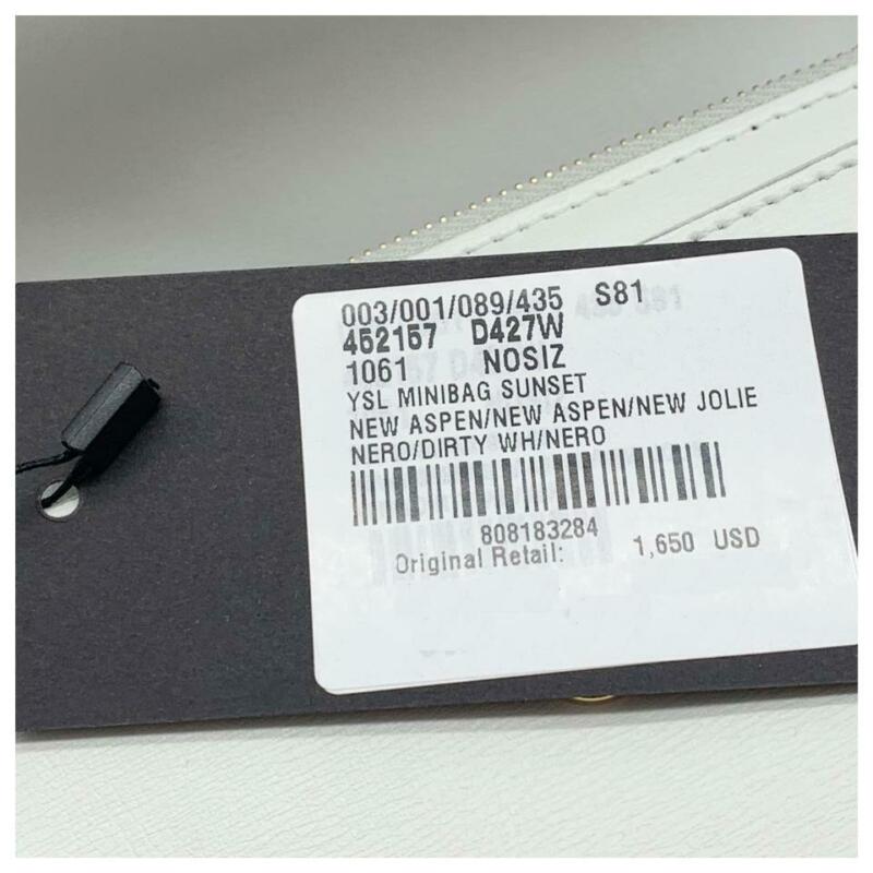 Saint Laurent Monogram Sunset Mini White Chain Black Leather Cross Body Bag