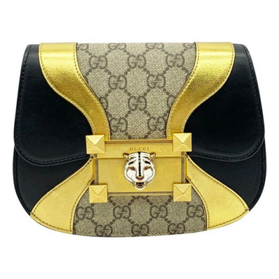 Gucci Osiride Mini Gg Supreme & Leather Gold Brown Black Shoulder Bag