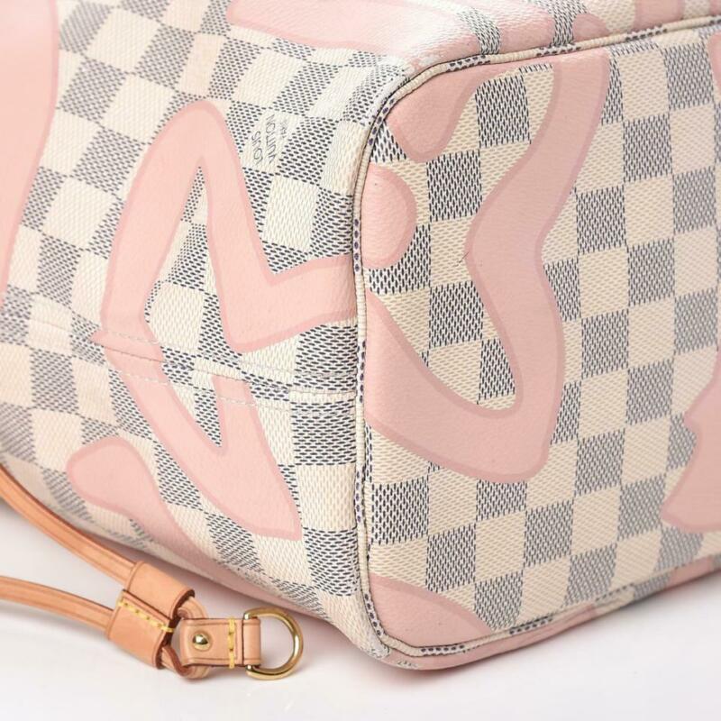 Louis Vuitton Neverfull Tahitienne Mm White Damier Azur Canvas Tote