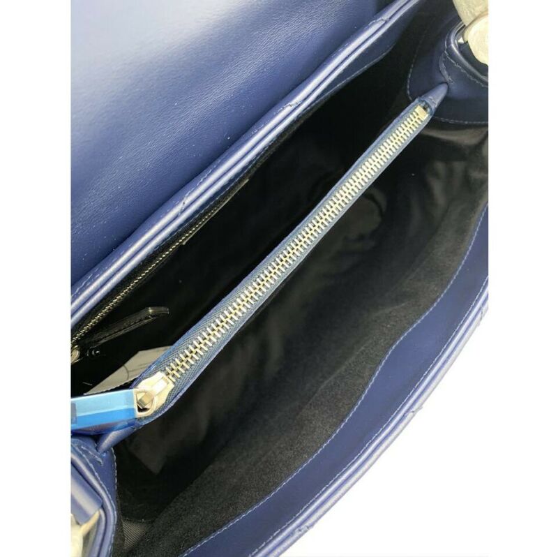 Saint Laurent Monogram Loulou Medium Navy Blue Calfskin Leather Shoulder Bag