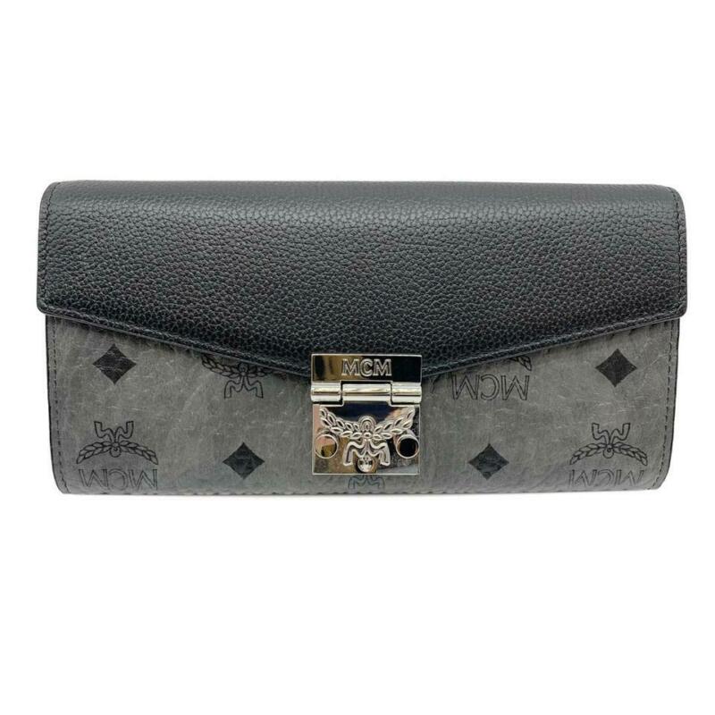 MCM Patricia Visetos Wallet On A Chain Black Leather Cross Body Bag