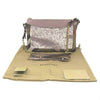 Burberry Peyton Sequin House Check Pink Metallic Brown Canvas Cross Body Bag