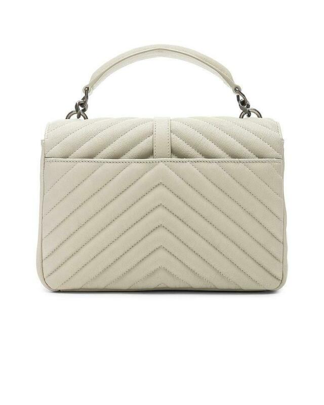 Saint Laurent Women's Medium Monogramme College White Leather Shoulder Bag