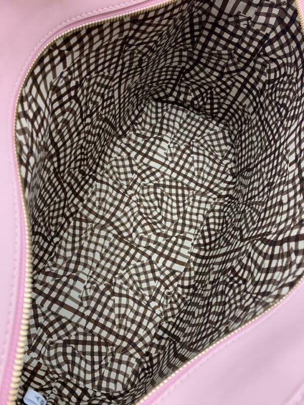 MCM Medium Anya Diamond Visetos Shopper Pale Light Pink Coated Canvas Tote