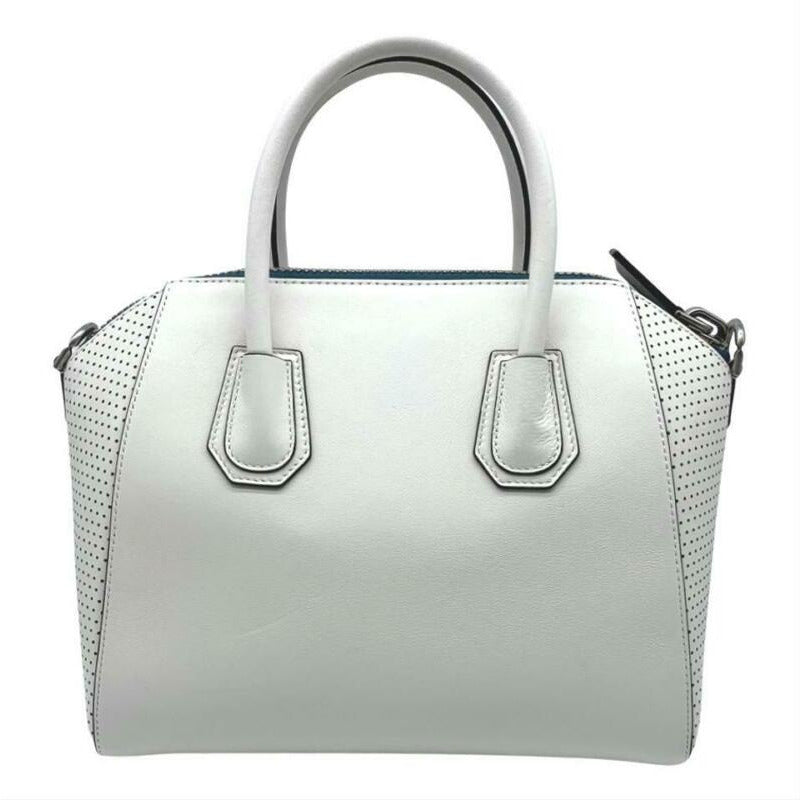 Givenchy Small Antigona Perforated Satchel White Leather Shoulder Bag