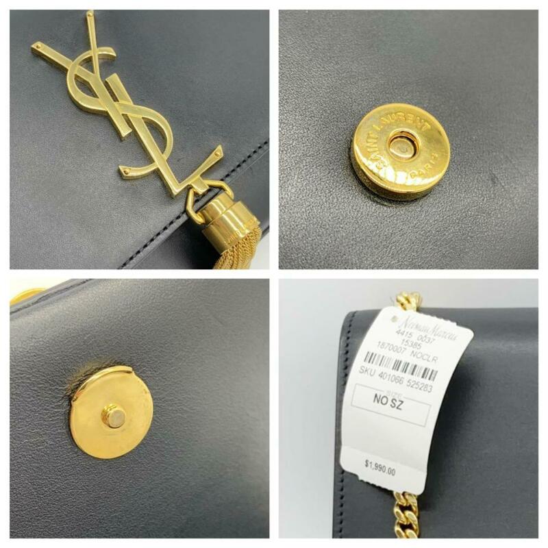 Saint Laurent Monogram Kate Shoulder Small Smooth Tassel On Chain Black Calfskin