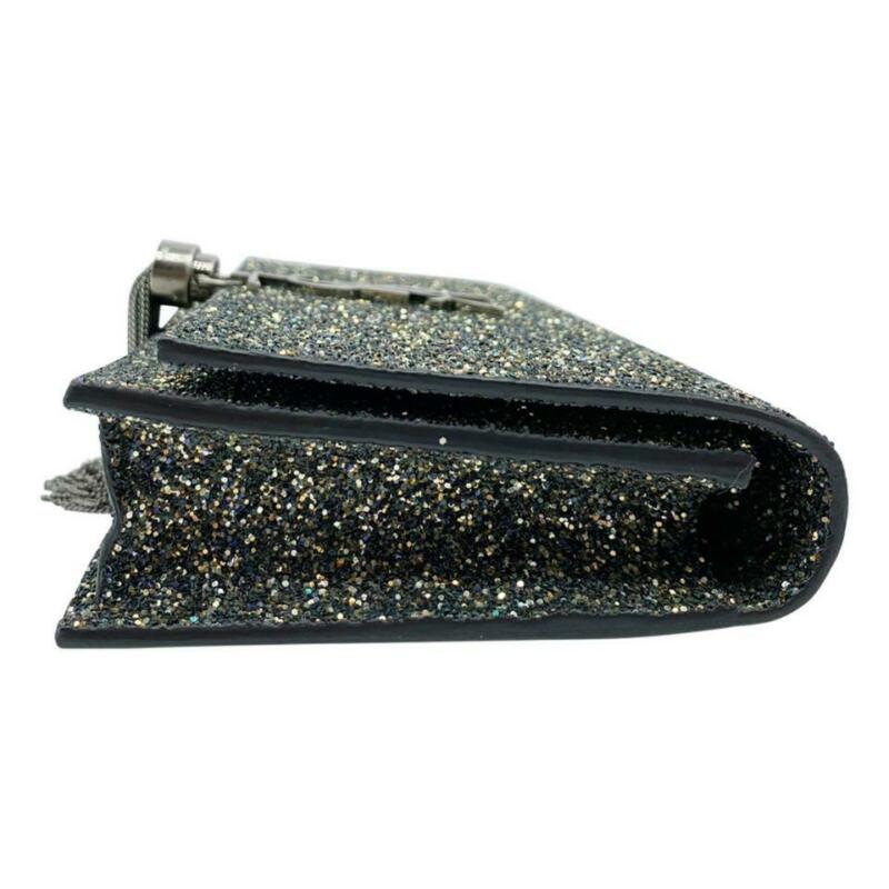 Saint Laurent Monogram Kate Tassel Glitter Chain Silver Leather Cross Body Bag