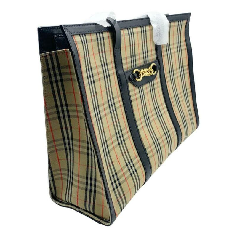 Burberry Bag Link 1983 House Check Shoulder Black Coated Canvas Tote