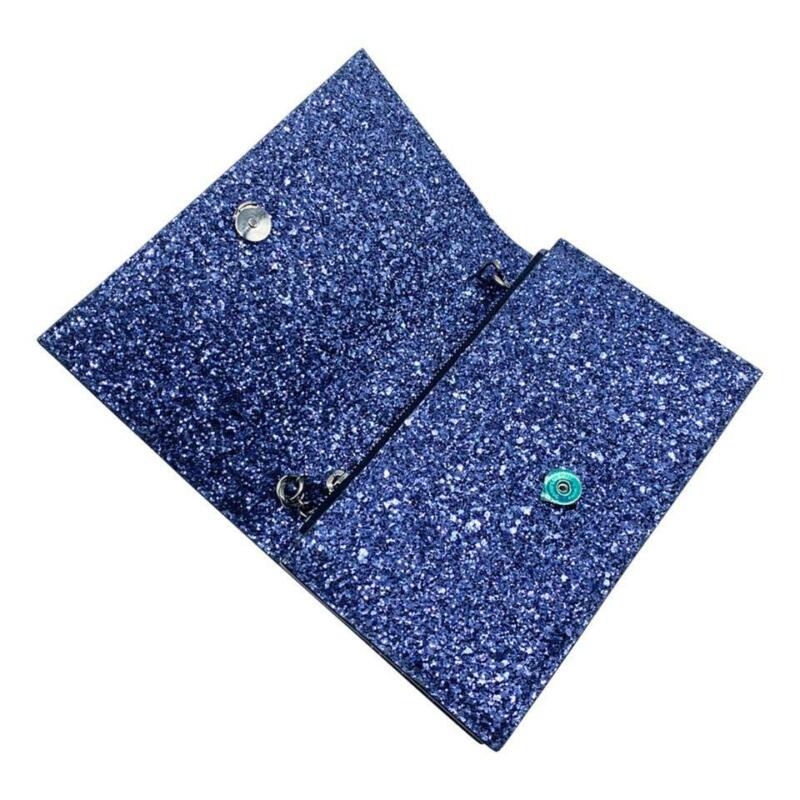 Saint Laurent Monogram Kate Chain Wallet New Chain Glitter Tassel Blue Leather