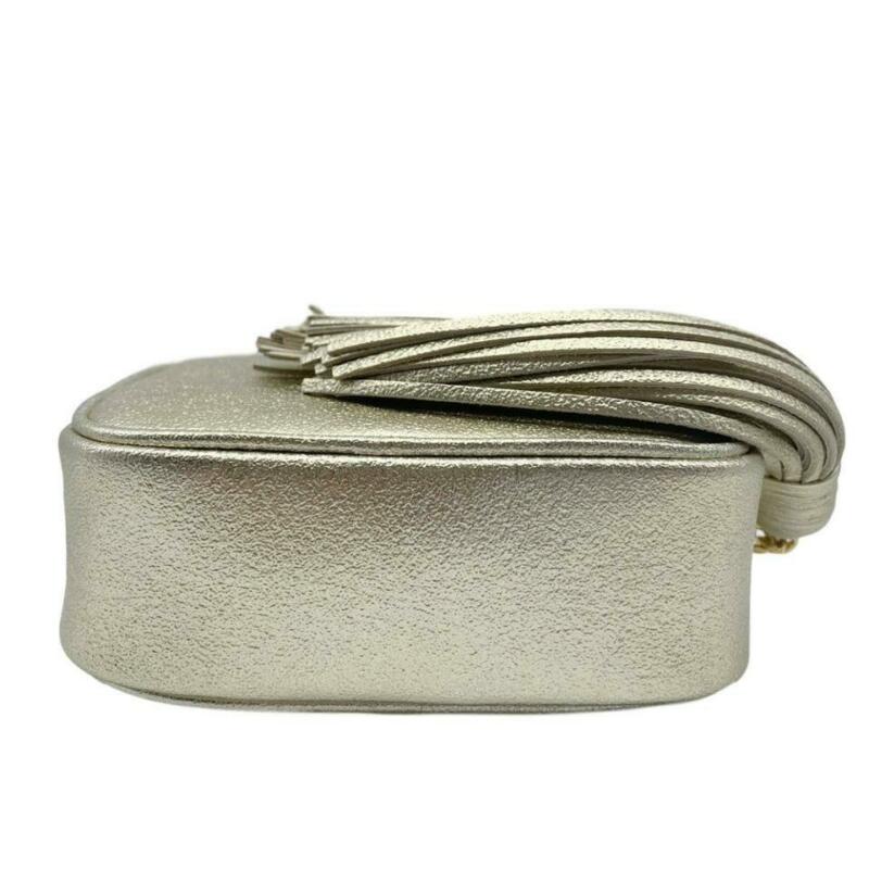 Saint Laurent Ysl Monogram Metallic Blogger Tassel Gold Leather Cross Body Bag
