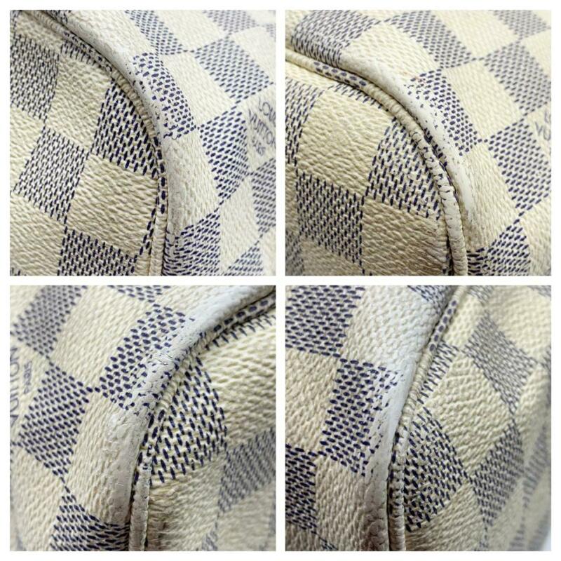 Louis Vuitton Neverfull Mm White Damier Azur Canvas Tote