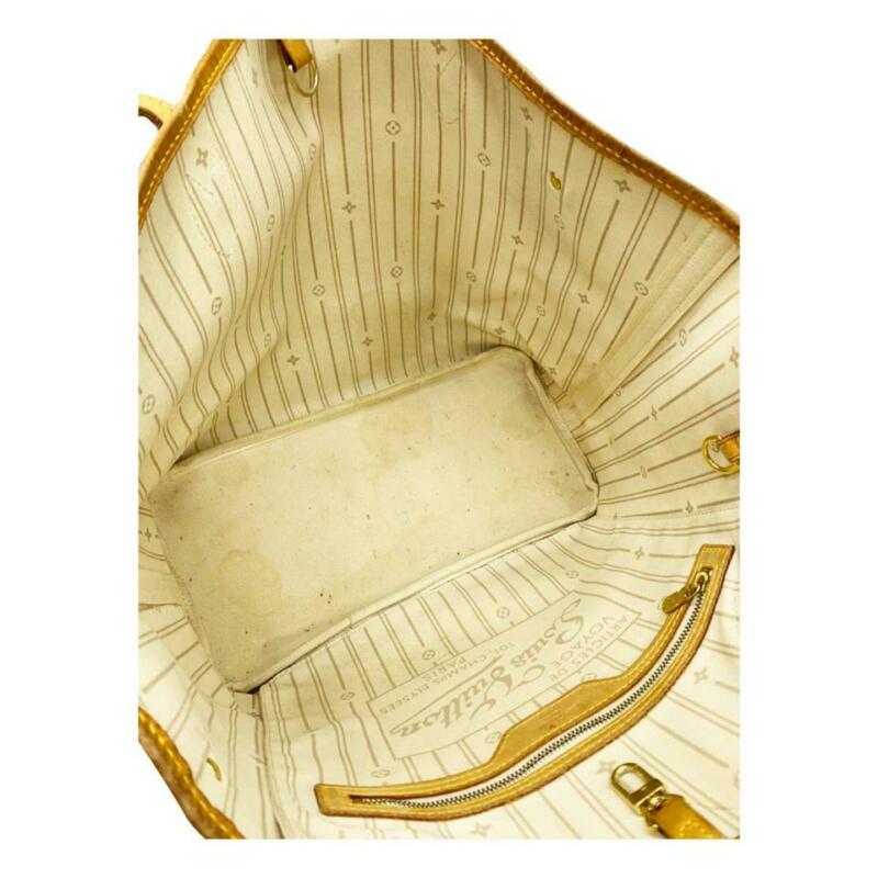 Louis Vuitton Neverfull Mm White Damier Azur Canvas Tote