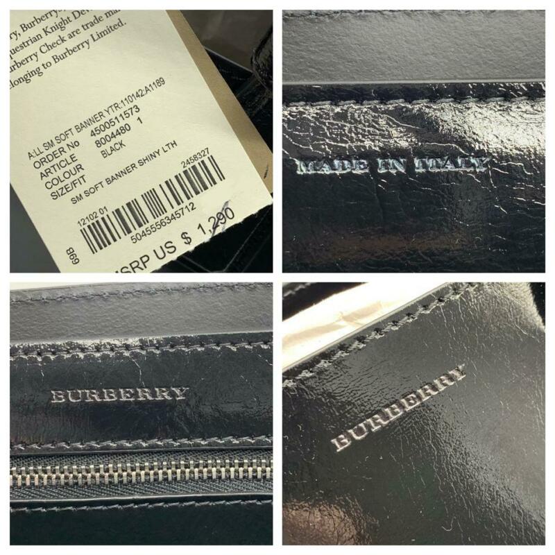 Burberry Small Banner Tote Black Patent Leather Shoulder Bag