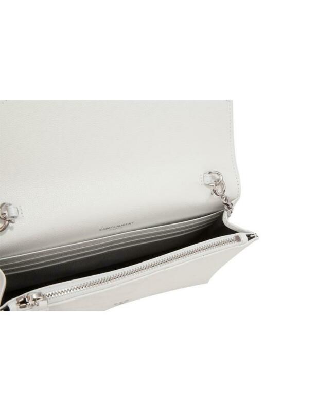 Saint Laurent Chain Wallet Classic Monogramme Envelope White Leather Cross Body