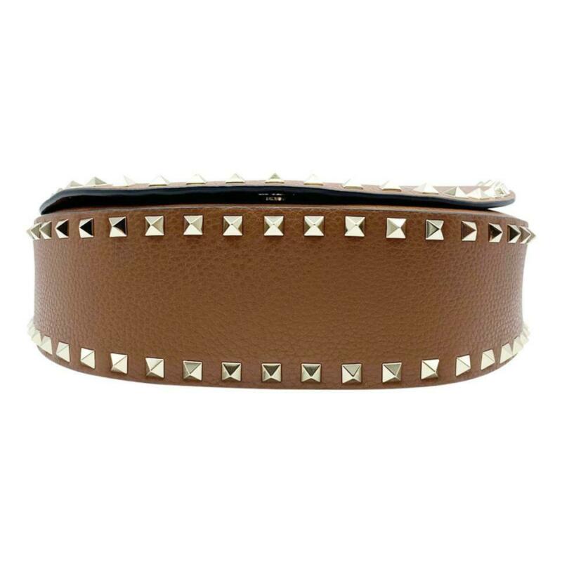 Valentino Crossbody Rockstud Saddle Brown Leather Shoulder Bag