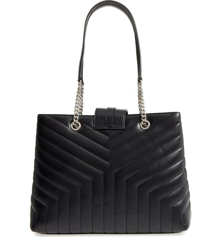 Saint Laurent Monogram Loulou Large Matelassé Shopper Black Leather Tote