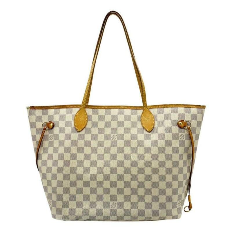 Louis Vuitton Neverfull Mm White Damier Azur Canvas Tote