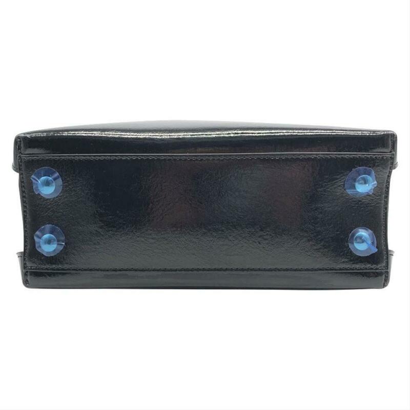 Burberry Small Banner Tote Black Patent Leather Shoulder Bag