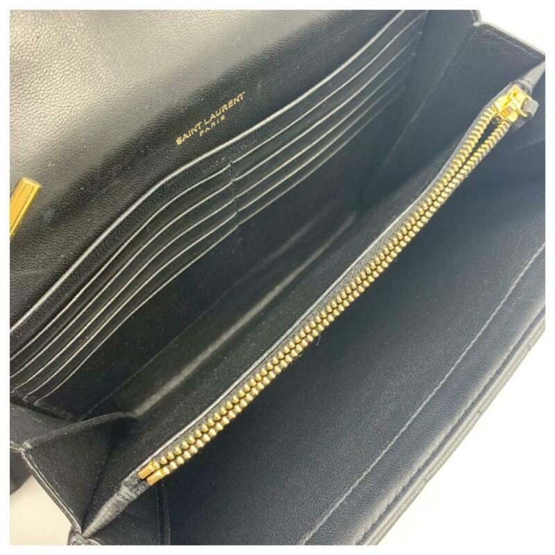 Saint Laurent Chain Wallet Vicky Monogram Black Leather Shoulder Bag
