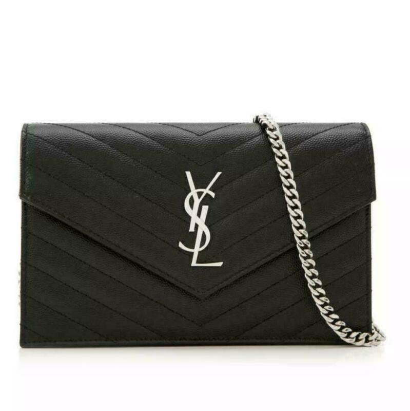 Saint Laurent Chain Wallet Envelope Woc Monogram Black Leather Cross Body Bag