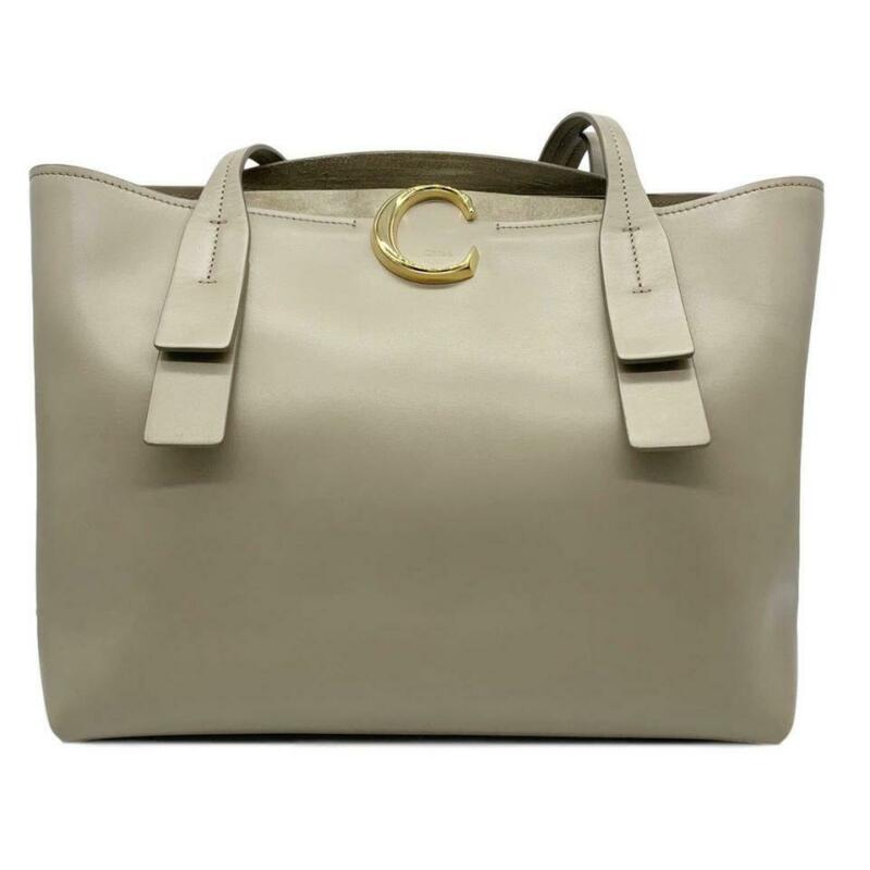 Chloé Medium C Calfskin Beige Leather Tote