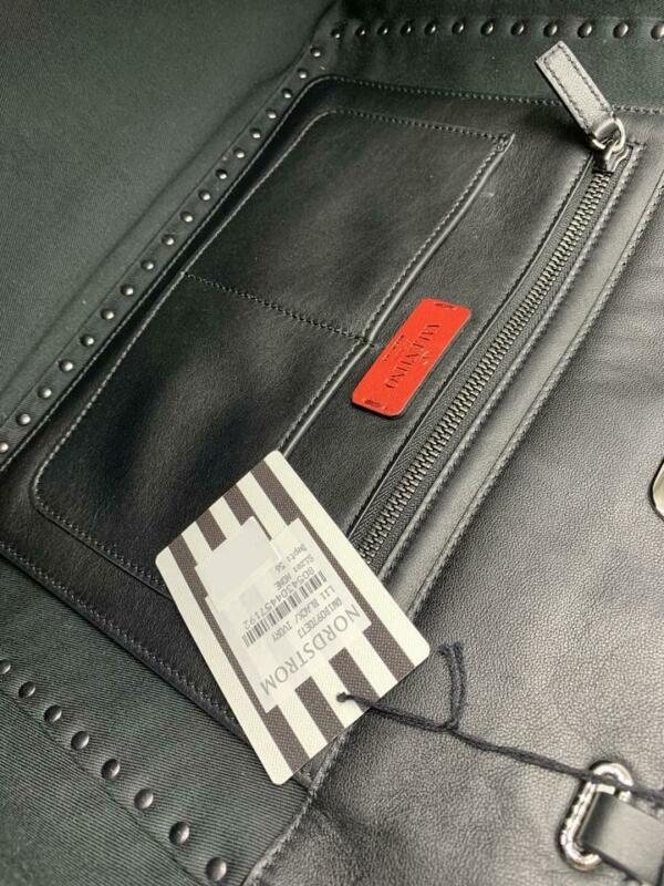 Valentino Rockstud Chevron Stripe Medium Black Leather Tote