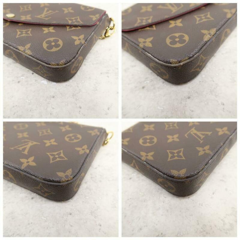Louis Vuitton Pochette Felicie Chain Wallet Cross Body Brown Monogram Canvas