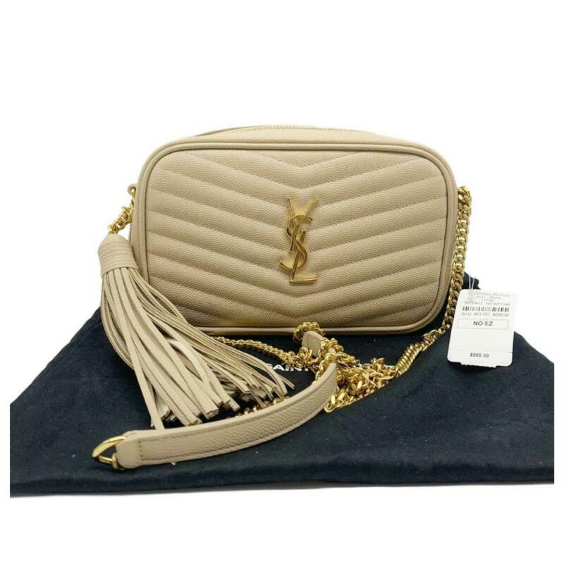 Saint Laurent Monogram Camera Mini Lou Quilted Beige Leather Cross Body Bag