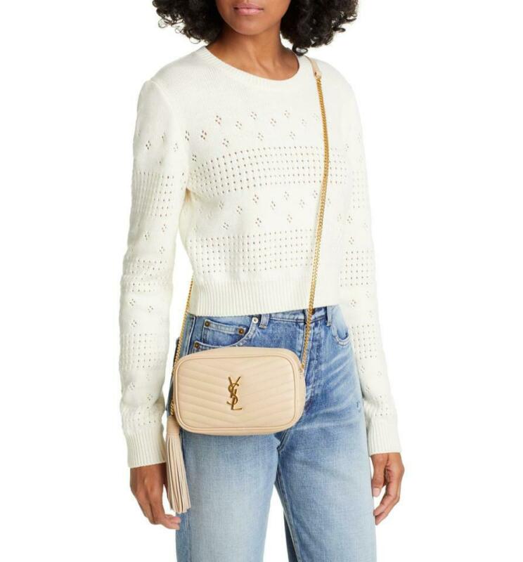 Saint Laurent Monogram Camera Mini Lou Quilted Beige Leather Cross Body Bag