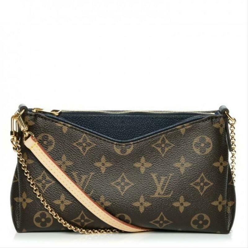 Louis Vuitton Pallas Clutch Marine Chain Brown Monogram Canvas Cross Body Bag
