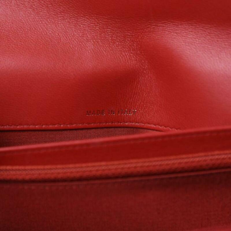 Chanel Boy Quilted Wallet On Removable Chain Woc Red Lambskin Leather