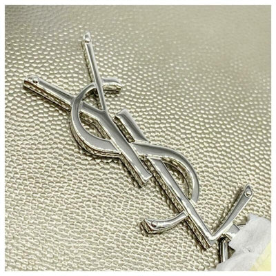 Saint Laurent Monogram Kate Tassel Metallic Monogram Silver Leather Cross Body