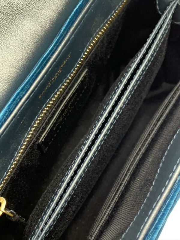 Saint Laurent Monogram Loulou Toy Navy Blue Velvet Cross Body Bag